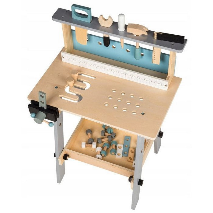Banc de lucru cu unelte din lemn cu 32 de elemente Ecotoys 1172