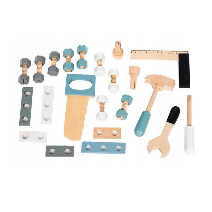 Banc de lucru cu unelte din lemn cu 32 de elemente Ecotoys 1172