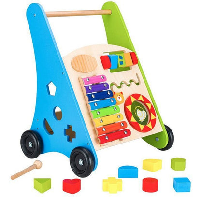 Antemergator educational din lemn cu tambal si blocuri Ecotoys TL00011