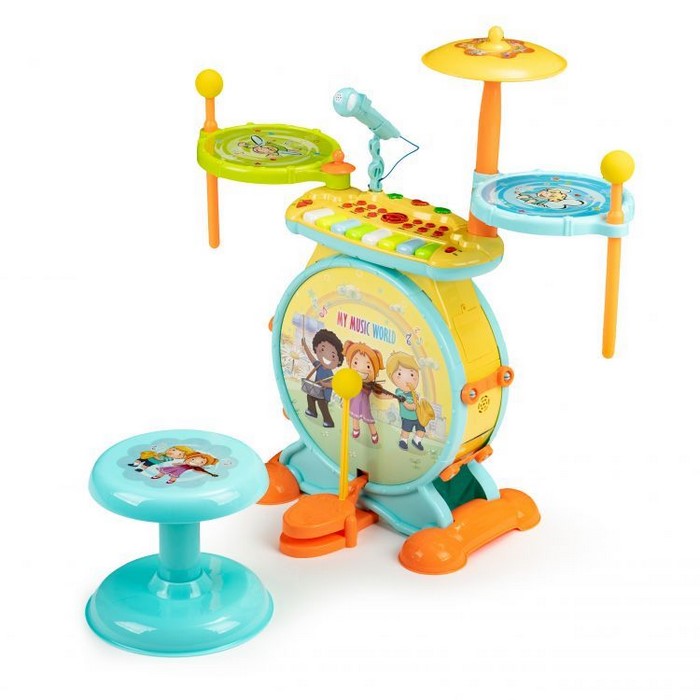 Tobe, pian si microfon pentru karaoke 2 in 1 cu LED Ecotoys HC490483