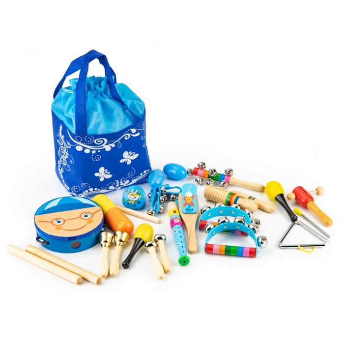 Set muzical din lemn cu 16 instrumente Ecotoys MK0700401