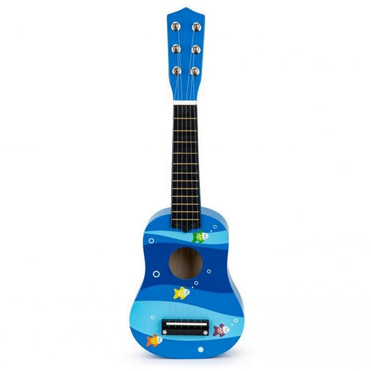Chitara din lemn pentru copii cu corzi metalice Ecotoys F018BLUE