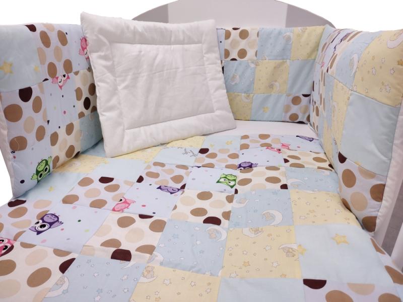 Lenjerie MyKids Mini Patratel Multicolor Buline Maro 4 Piese 120x60