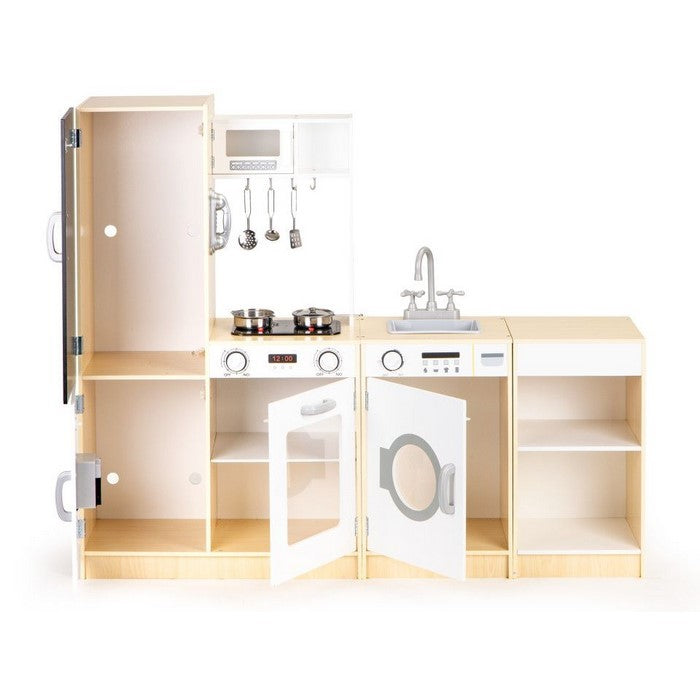 Bucatarie din lemn cu tabla si LED Ecotoys PLK547