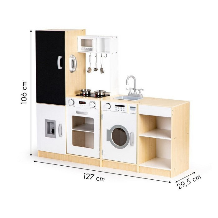 Bucatarie din lemn cu tabla si LED Ecotoys PLK547