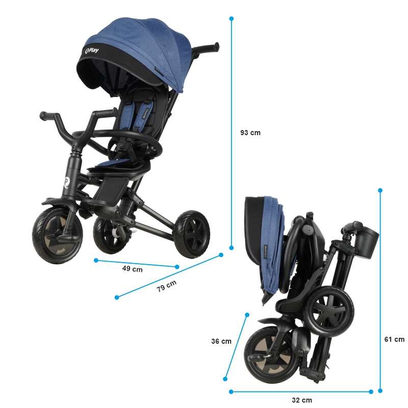 Tricicleta ultrapliabila Qplay Nova Niello Albastru