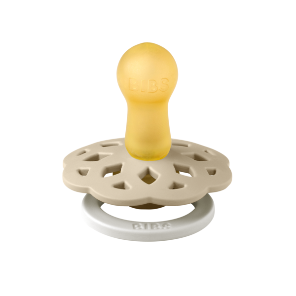 BIBS - Suzeta fosforescenta Boheme GLOW Latex, tetina rotunda, 6 luni +-Vanilla