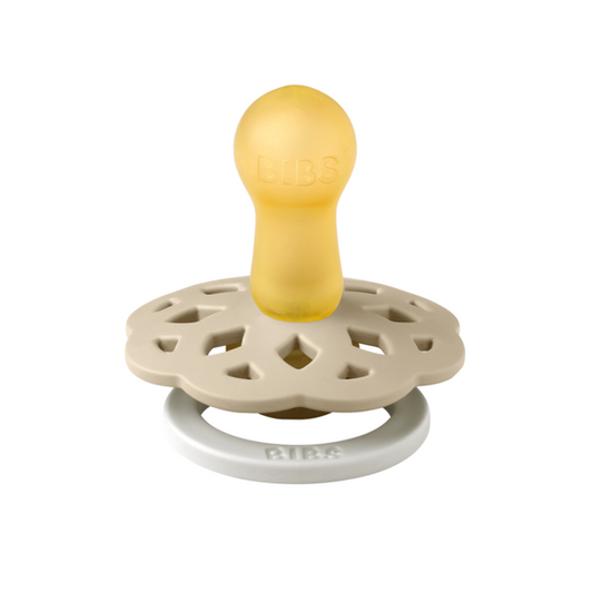 BIBS - Suzeta fosforescenta Boheme GLOW Latex, tetina rotunda, 6 luni +-Vanilla