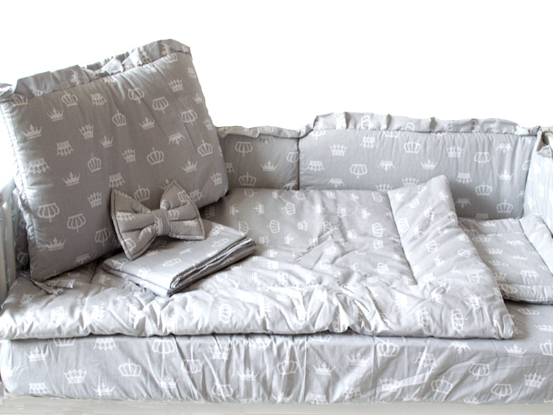 Lenjerie MyKids Coronite Gri 4 Piese 140x70