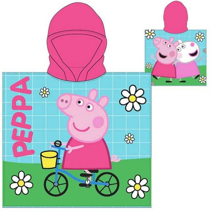 Poncho cu gluga Peppa Pig Bike Ride 55x110 cm EPLUSM EPMPP52461236