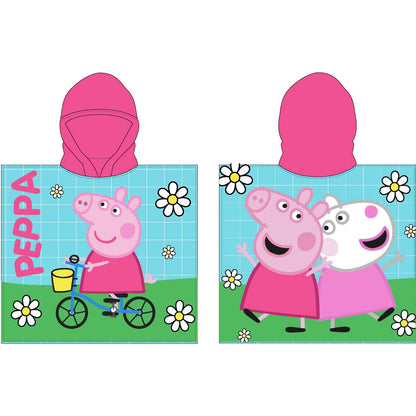 Poncho cu gluga Peppa Pig Bike Ride 55x110 cm EPLUSM EPMPP52461236