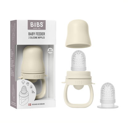 BIBS - Dispozitiv de hranire Baby Feeder cu 2 tetine din silicon, Ivory