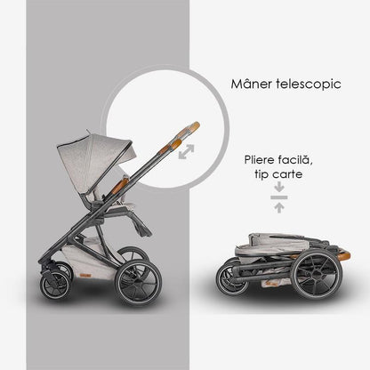 Sistem modular 3in1 Coccolle Nessia Diamond black + Scoica auto Coccolle Knox Anthracite