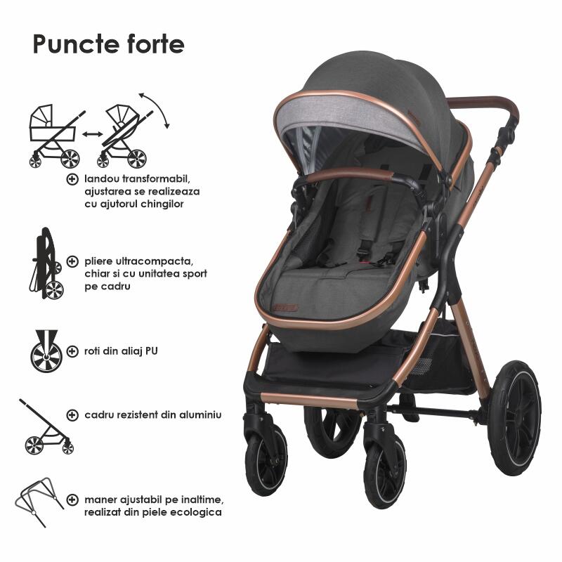 Carucior transformabil 3in1 Coccolle Melora Diamond black