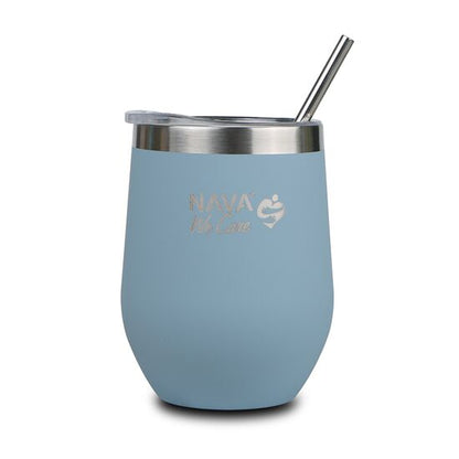 Cana termoizolanta cu pai Nava 360ml albastru