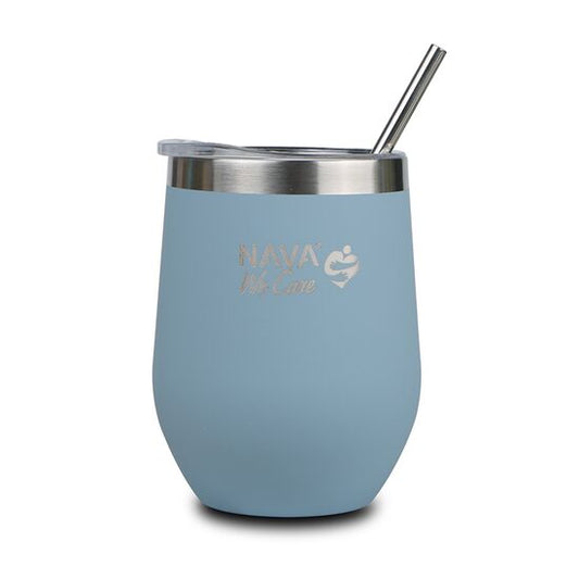 Cana termoizolanta cu pai Nava 360ml albastru