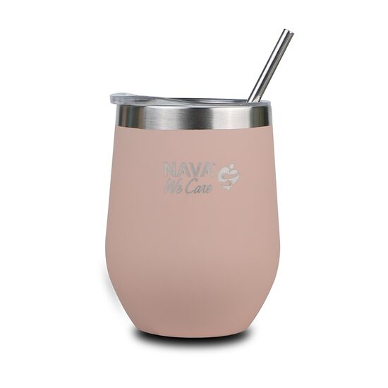 Cana termoizolanta cu pai Nava 360ml roz