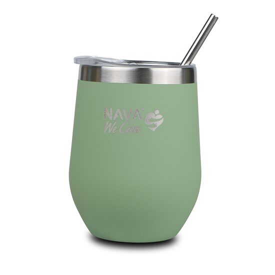 Cana termoizolanta cu pai Nava 360ml verde