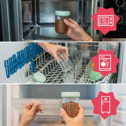 Badabulle - Set 2 Boluri din sticla Badabowls pentru pastrarea hranei bebelusului