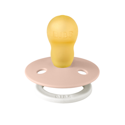 BIBS - Suzeta fosforescenta Colour Glow Latex, tetina rotunda, 18 luni +-Blush