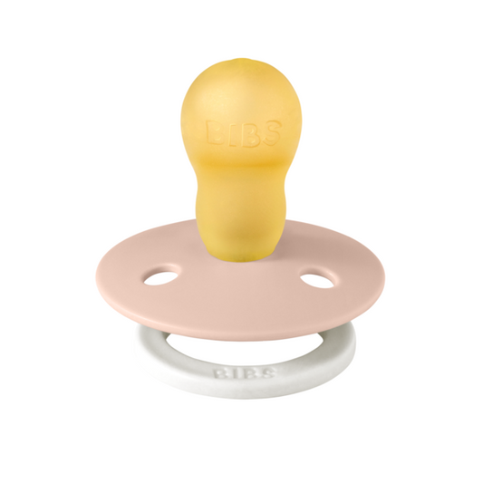 BIBS - Suzeta fosforescenta Colour Glow Latex, tetina rotunda, 18 luni +-Blush