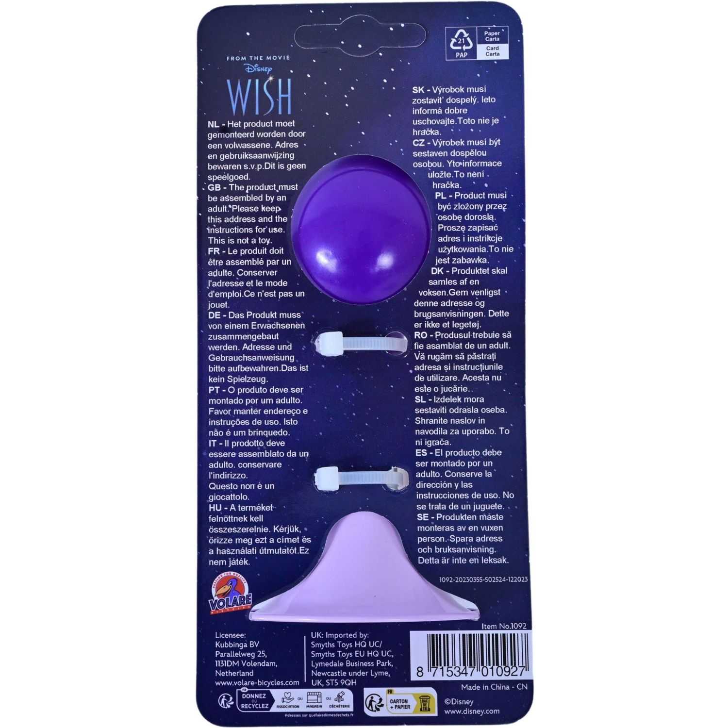 Claxon Trompeta Bicicleta Disney Wish Volare VLR1092