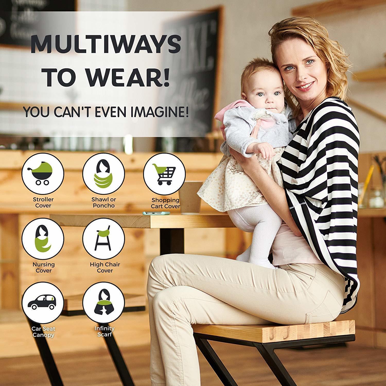 Husa multifunctionala 4 in 1- Esarfa alaptare, husa pentru cosulet auto, cos cumparaturi si scaun de masa Bambinice BN002