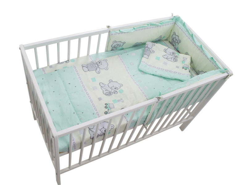 Lenjerie MyKids Teddy Toys Turquoise 4 Piese M1 120x60