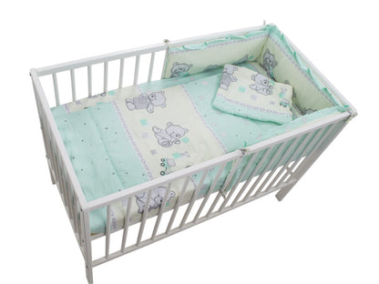 Lenjerie MyKids Teddy Toys Turquoise 4 Piese M1 120x60