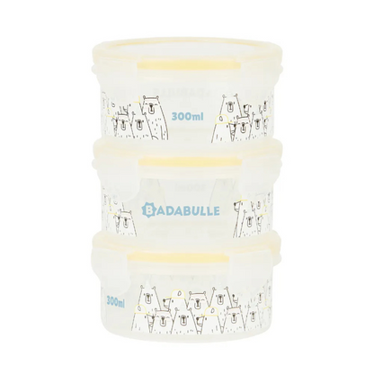 Badabulle - Set 3 boluri ermetice Maxi 300 ml, pentru pastrarea hranei