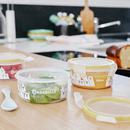 Badabulle - Set 3 boluri ermetice Maxi 300 ml, pentru pastrarea hranei