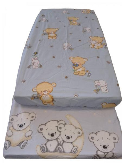 Cearceaf Imprimat cu Elastic Albastru 120X60 