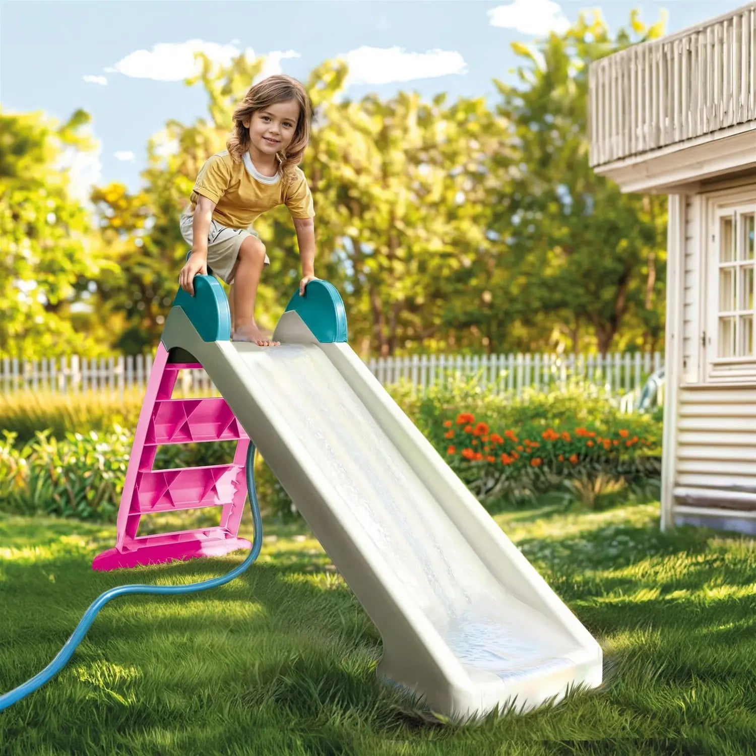 Tobogan pentru copii - Alb& roz