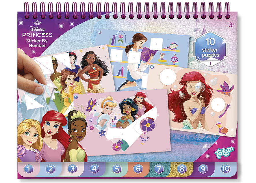 Carte de colorat & abtibilduri cu numere - Disney Princess