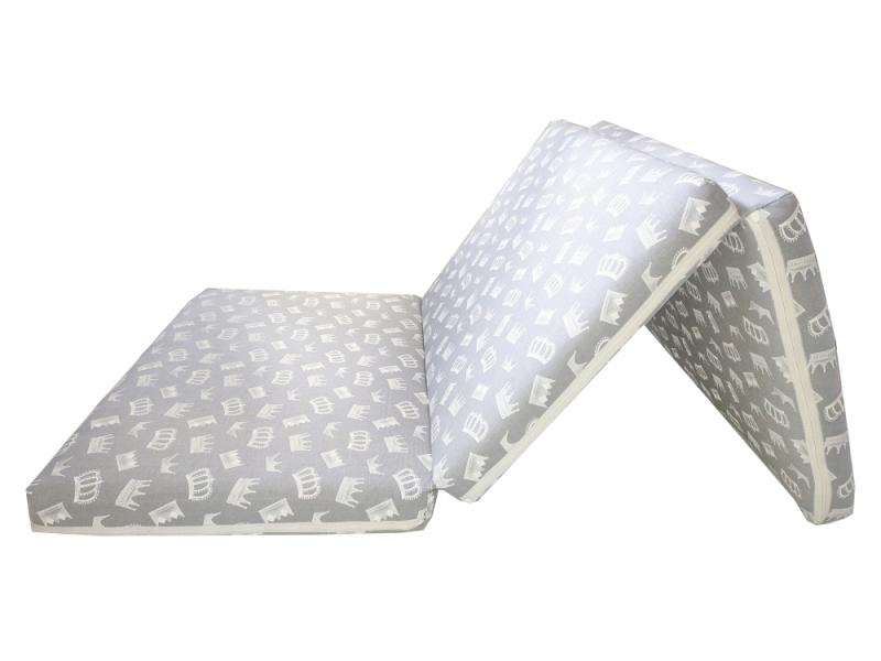 Saltea Pliabila Spuma Poliuretanica 120x60x5 cm - Coronite gri