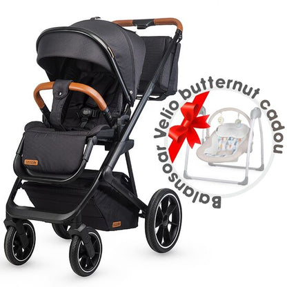 Carucior modular 2in1 C Nessia Diamond black+Balansoar bebelusi C Velio Butternut