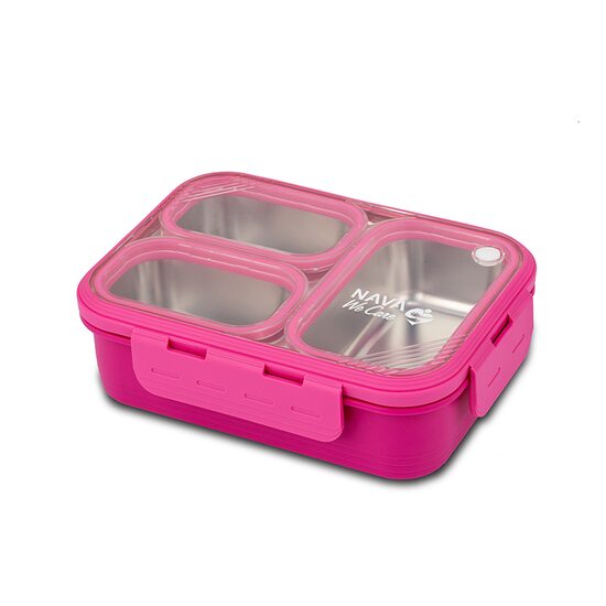 Recipient dreptunghiular pentru alimente Bento din oțel inoxidabil "We Care", magenta 800ml