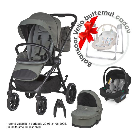 Carucior modular 2in1 Coccolle Serry Moss green+ Scoica auto iSize Coccolle Knox Greystone