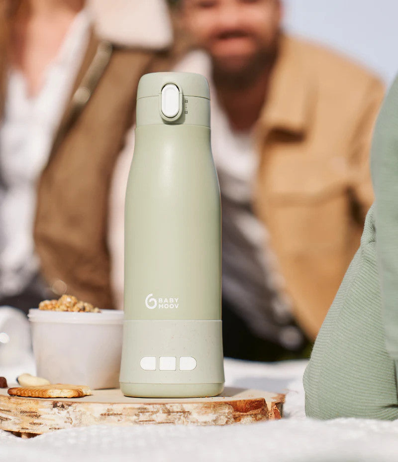 Babymoov - Moov & Feed Incalzitor de biberoane portabil si reincarcabil, Sage Green