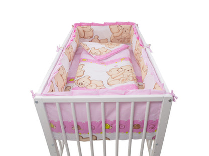 Lenjerie MyKids Teddy Friends Roz 4+1 Piese M1 120x60