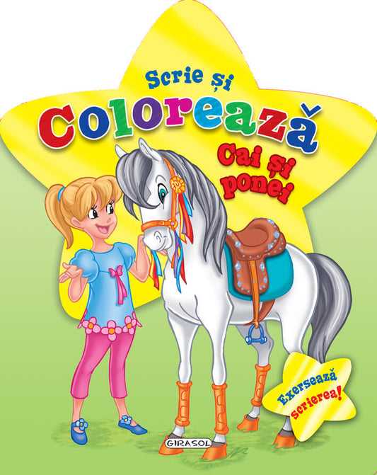 Scrie si coloreaza cai si ponei (verde)