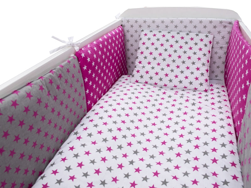 Lenjerie MyKids Colorful Stars Pink 9 Piese 120x60 cm