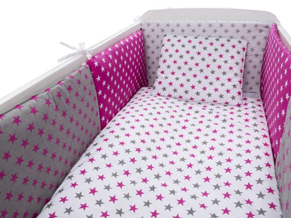 Lenjerie MyKids Colorful Stars Pink 9 Piese 120x60 cm
