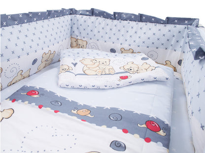 Lenjerie MyKids Teddy Friends Gri 4 Piese M2 140x70