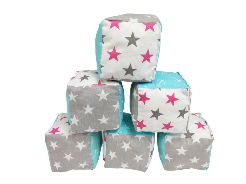 Set 6 cuburi de joaca textile MyKids 10x10 cm