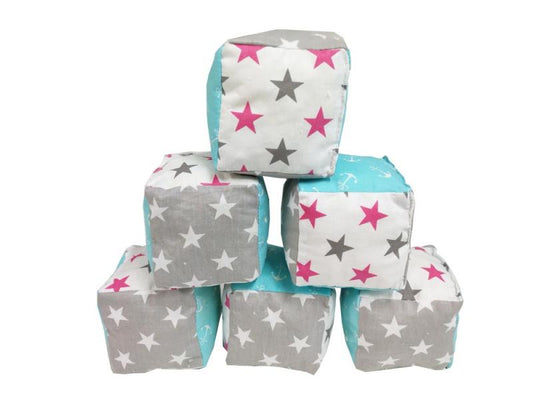 Set 6 cuburi de joaca textile MyKids 10x10 cm