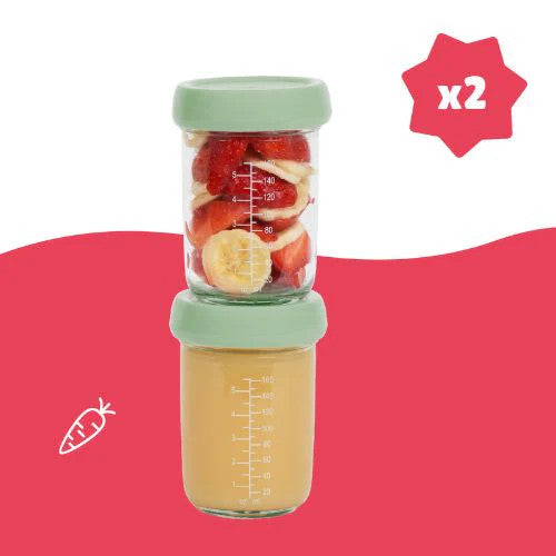 Badabulle - Set 2 Boluri din sticla Badabowls pentru pastrarea hranei bebelusului