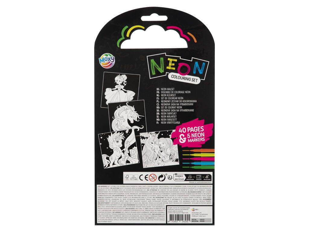 Carte de colorat cu carioci neon - Peripetiile unicornului