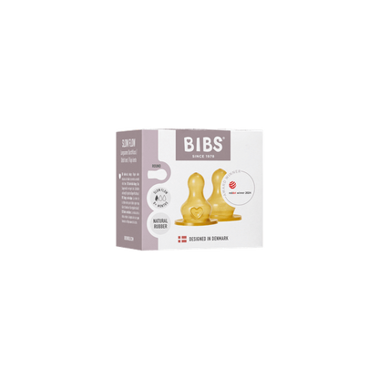 BIBS - Set 2 tetine pentru biberon, Latex, flux lent