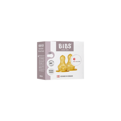 BIBS - Set 2 tetine pentru biberon, Latex, flux mediu